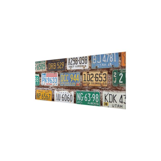 Tableau décoration Plaques d'immatriculation américaines sur bois