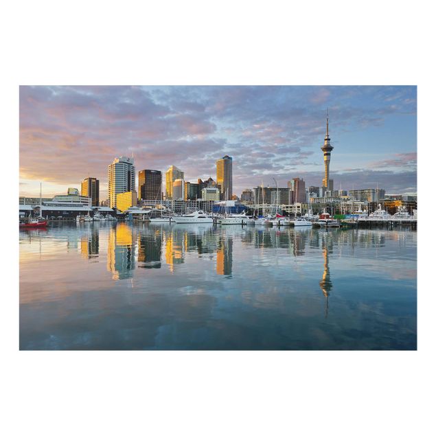 Tableau de ville Coucher de soleil sur la Silhouette urbaine d'Auckland