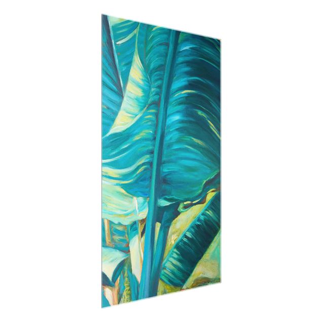 tableaux floraux Feuille de bananier avec turquoise I