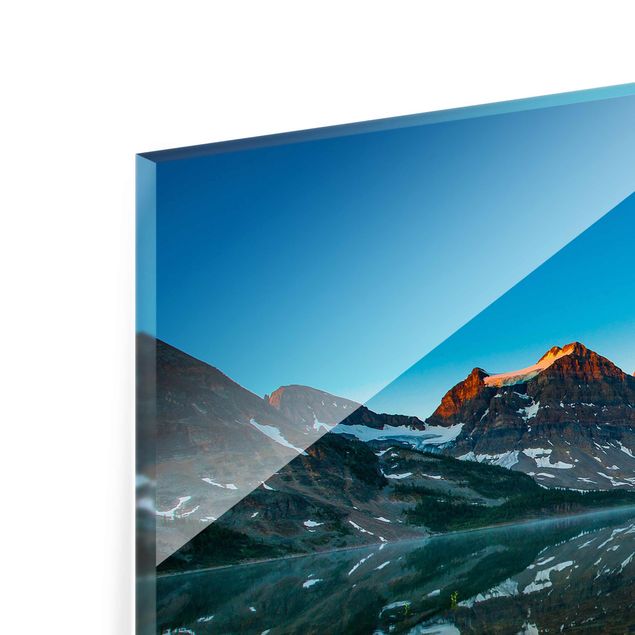 Tableau ton bleu Paysage de montagne au lac Magog au Canada