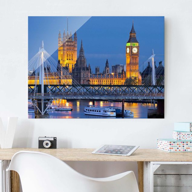 Tableaux en verre Londres Big Ben et Palais de Westminster à Londres la nuit