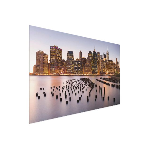 Tableaux en verre architecture & skyline Vue silhouette urbaine de Manhattan