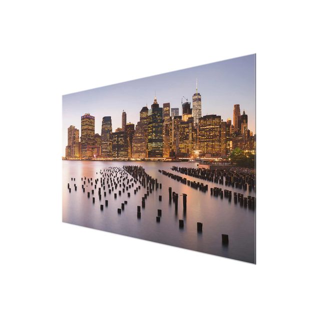 Tableau ville du monde Vue silhouette urbaine de Manhattan