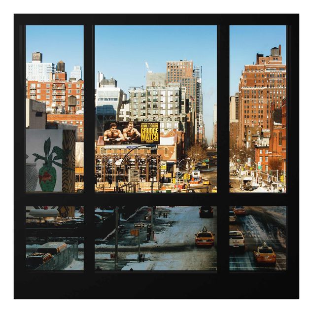 Tableau moderne Vue des fenêtres d'une rue de New York