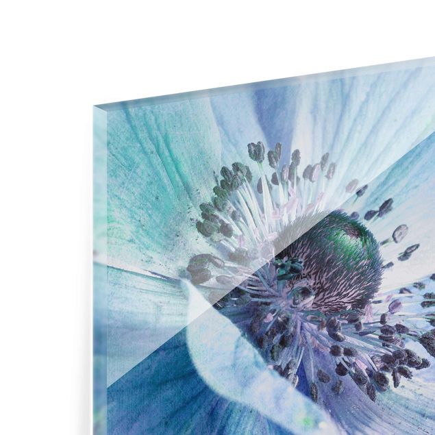 Tableaux en verre magnétique Fleur en turquoise