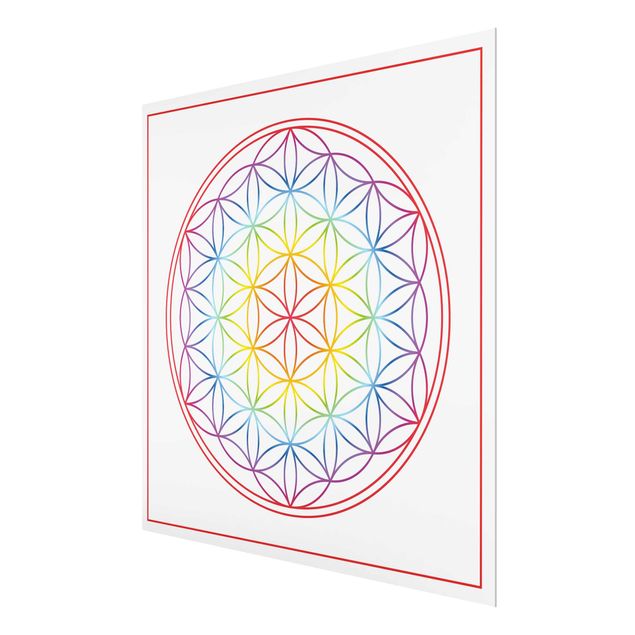 Tableaux en verre magnétique Fleur de vie colorée
