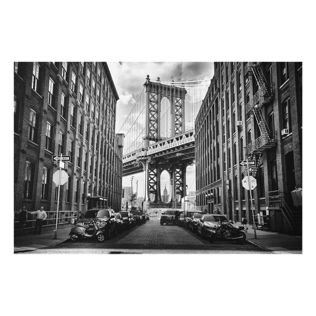 Tableaux en verre noir et blanc Pont de Manhattan en Amérique