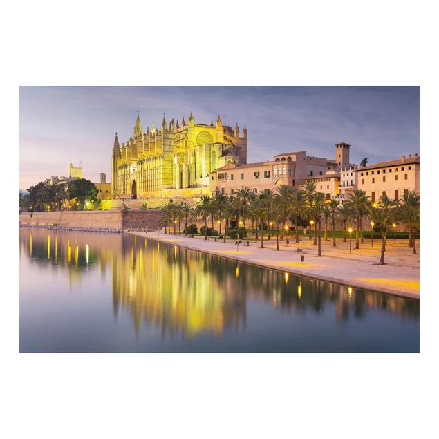 Tableau ville Catedral De Mallorca Réflexion sur l'eau