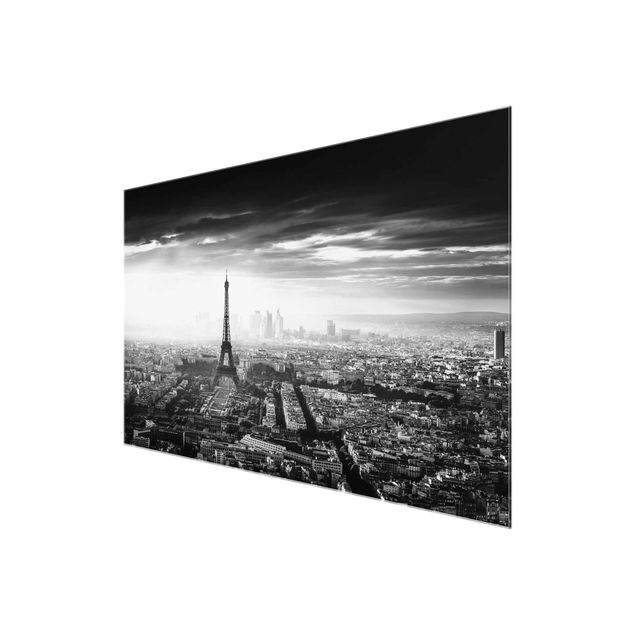 Tableau moderne La Tour Eiffel vue du ciel en noir et blanc