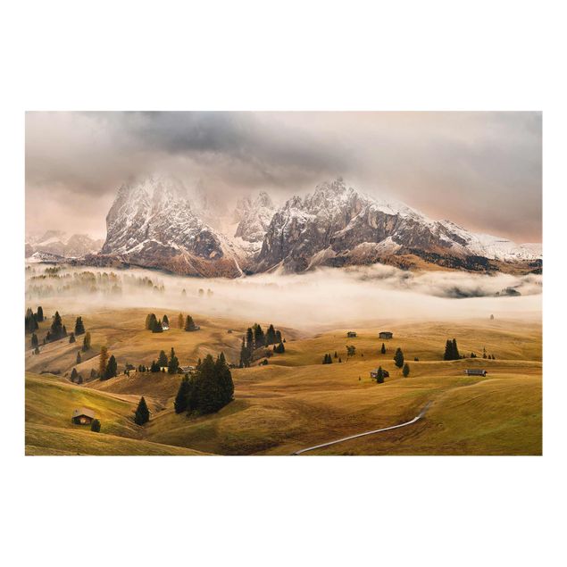 Tableau verre paysage Mythes des Dolomites