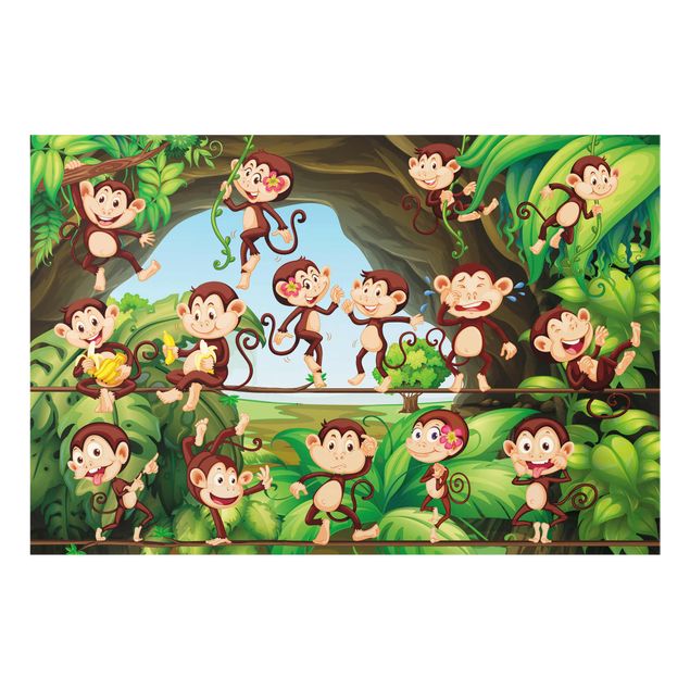 Tableau verre animaux Jungle Monkeys