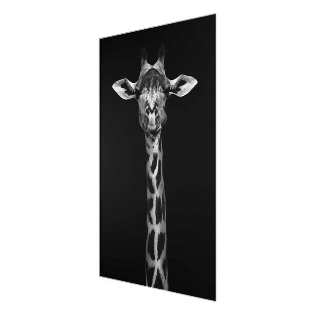 Tableaux noir et blanc Portrait de girafe sombre