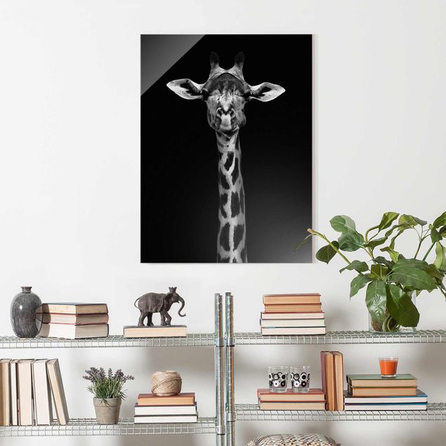 Tableau girafes Portrait de girafe sombre