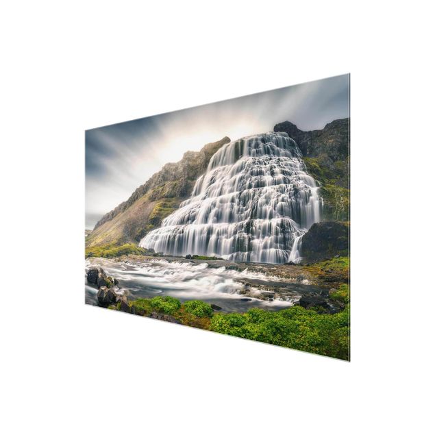 Tableau verre paysage Dynjandi Waterfall