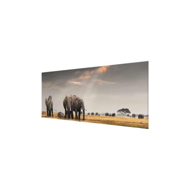 Tableau moderne Eléphants dans la savane