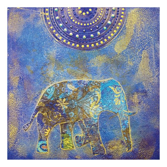 Tableau deco bleu Éléphant à Marrakech