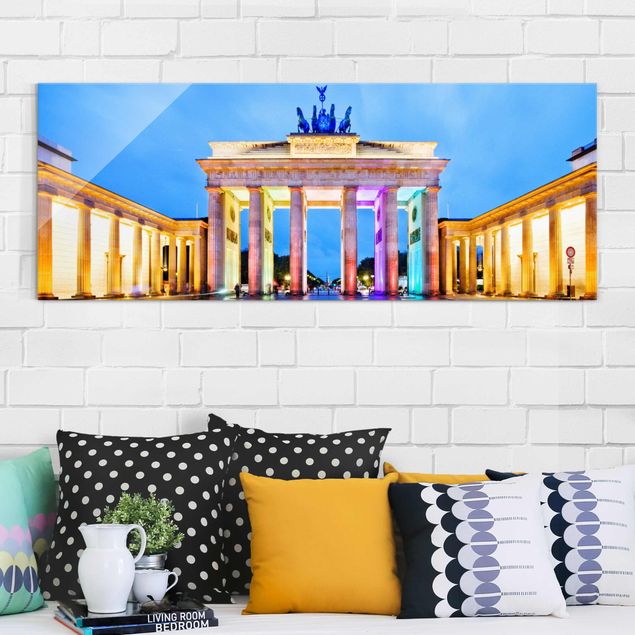 Tableaux en verre Berlin Porte de Brandebourg illuminée