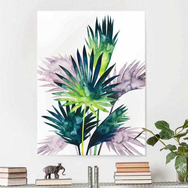Tableaux en verre fleurs Feuillage exotique - Fan Palm
