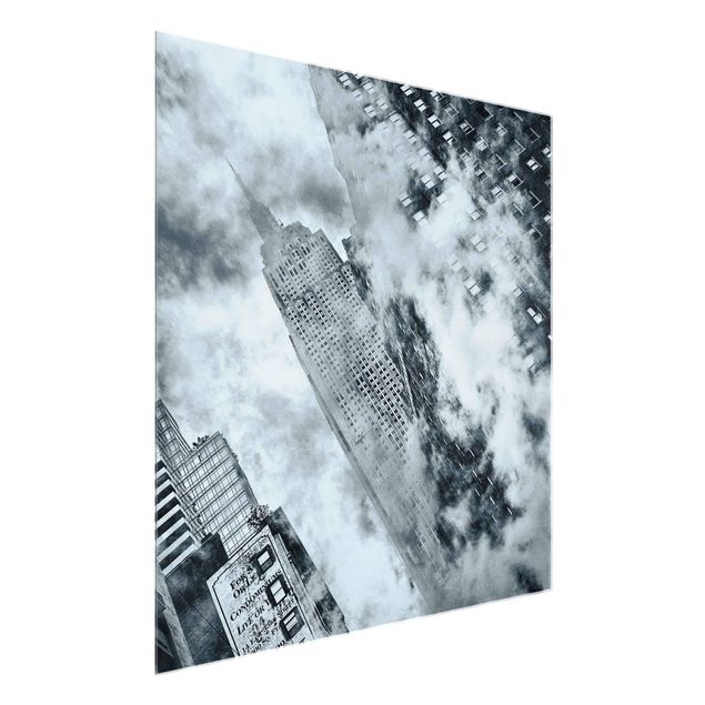 Tableaux en verre noir et blanc Façade de l'Empire State Building