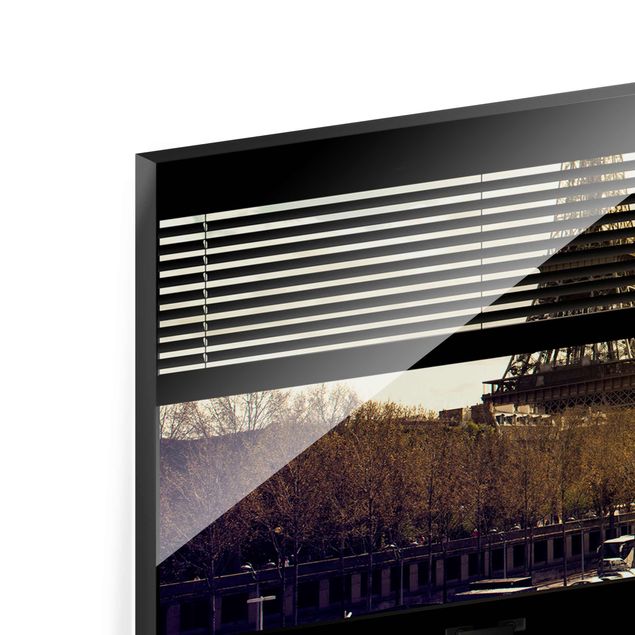 Tableau décoration Window View Blinds - Paris Tour Eiffel coucher de soleil