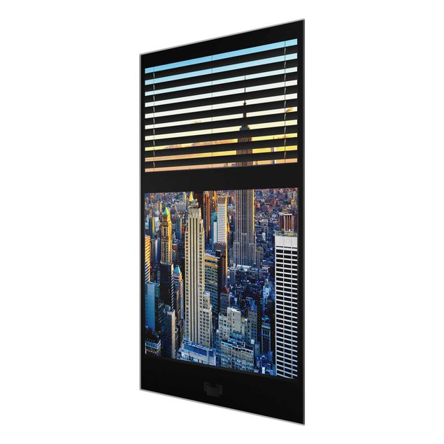 Tableau ville Window View Blinds - Lever de soleil à New York
