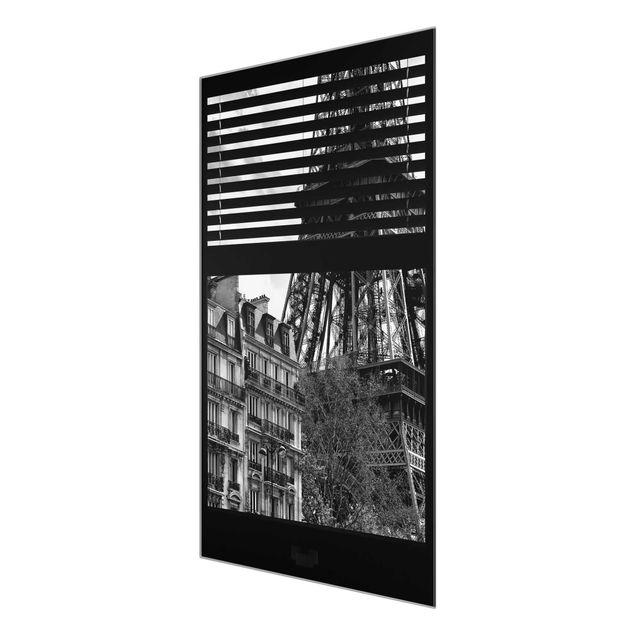 Tableaux modernes Vue de la fenêtre Paris - Près de la Tour Eiffel noir et blanc