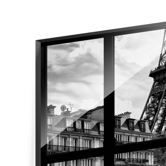 Tableaux Vue de la fenêtre Paris - Près de la Tour Eiffel noir et blanc