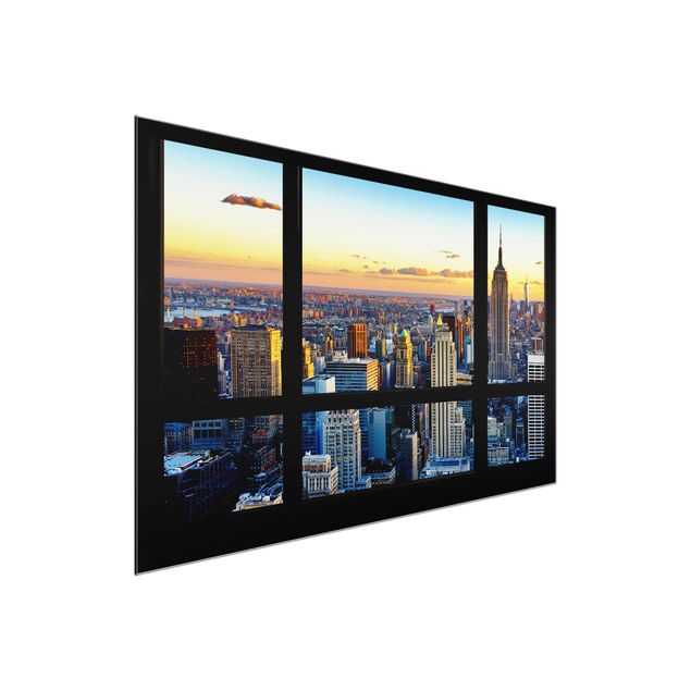 Tableaux 3d Vue de la fenêtre - Lever de soleil à New York