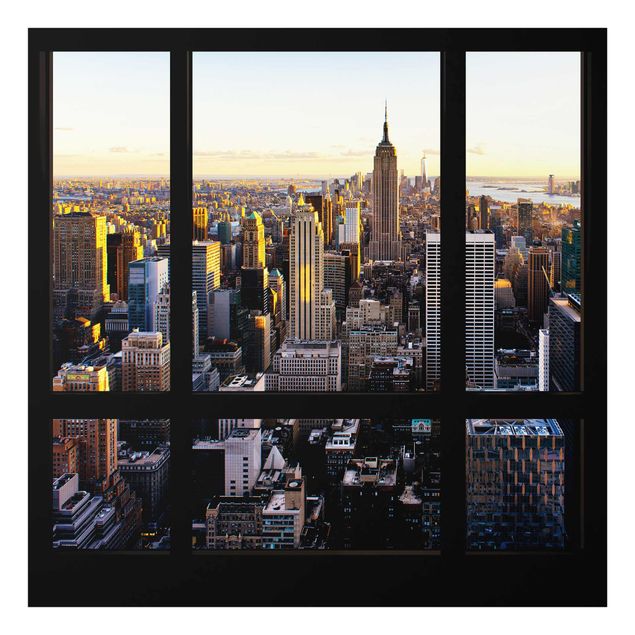 Tableaux moderne Vue d'une fenêtre la nuit sur New York