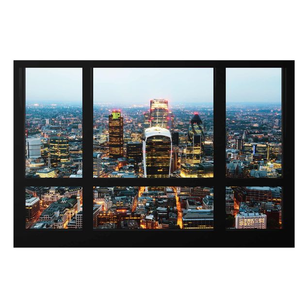 Tableau moderne Vue de fenêtre - Skyline illuminée de Londres