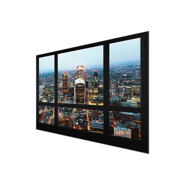 Tableau ville du monde Vue de fenêtre - Skyline illuminée de Londres