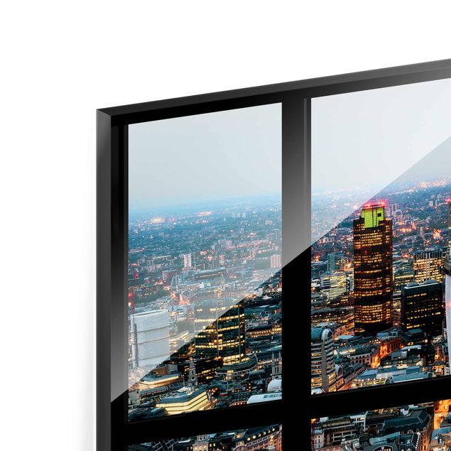 Tableaux en verre magnétique Vue de fenêtre - Skyline illuminée de Londres