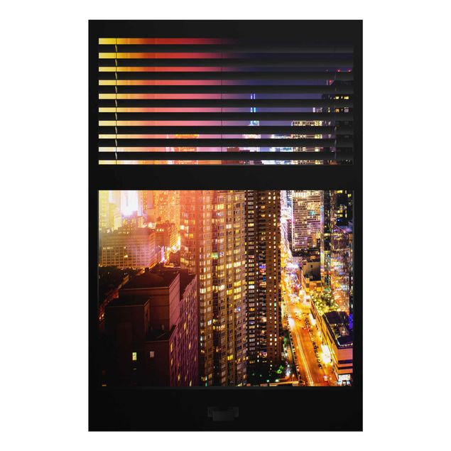 Tableaux moderne Window View Blinds - Manhattan at night