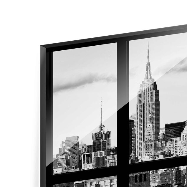 Tableau décoration Fenêtre Manhattan Skyline noir et blanc