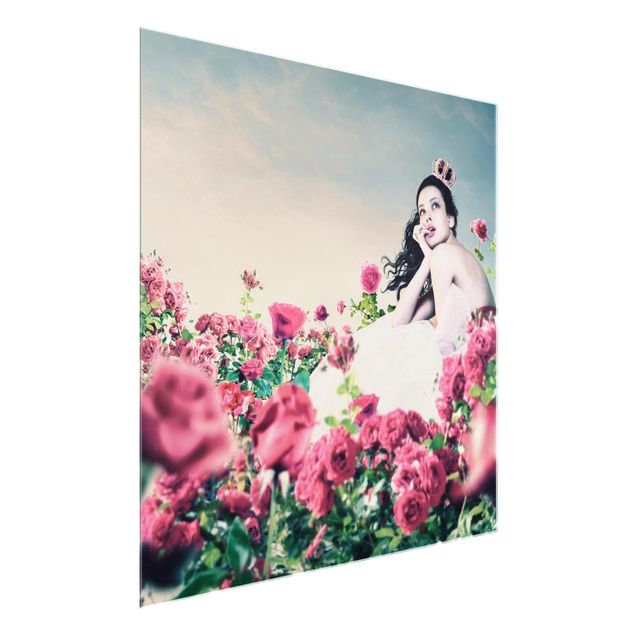 tableaux floraux Femme dans le champ de roses