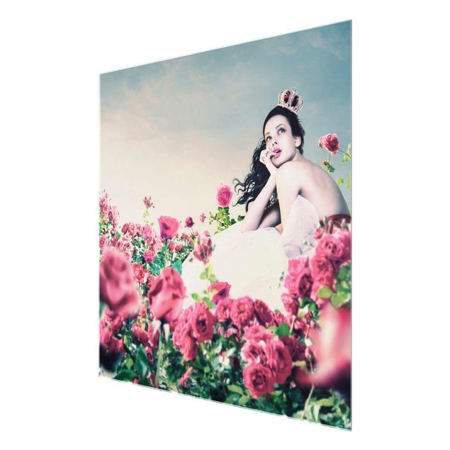 Tableau couleur rose Femme dans le champ de roses