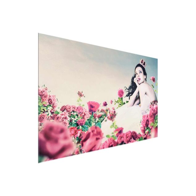 tableaux floraux Femme dans le champ de roses