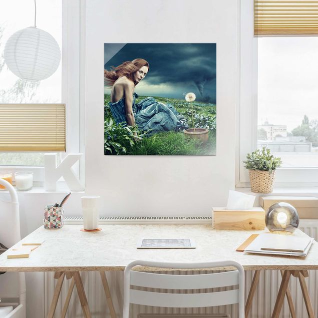 Tableau paysage Femme dans la tempête