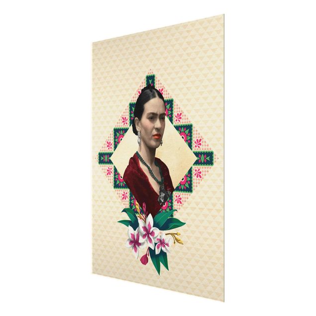 Tableau décoration Frida Kahlo - Fleurs et géométrie