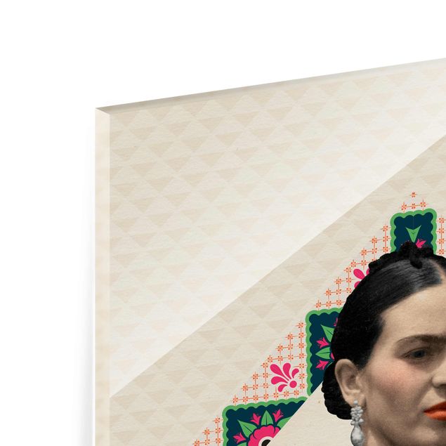 Tableaux en verre magnétique Frida Kahlo - Fleurs et géométrie