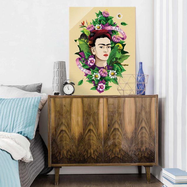 Tableaux en verre fleurs Frida Kahlo - Frida