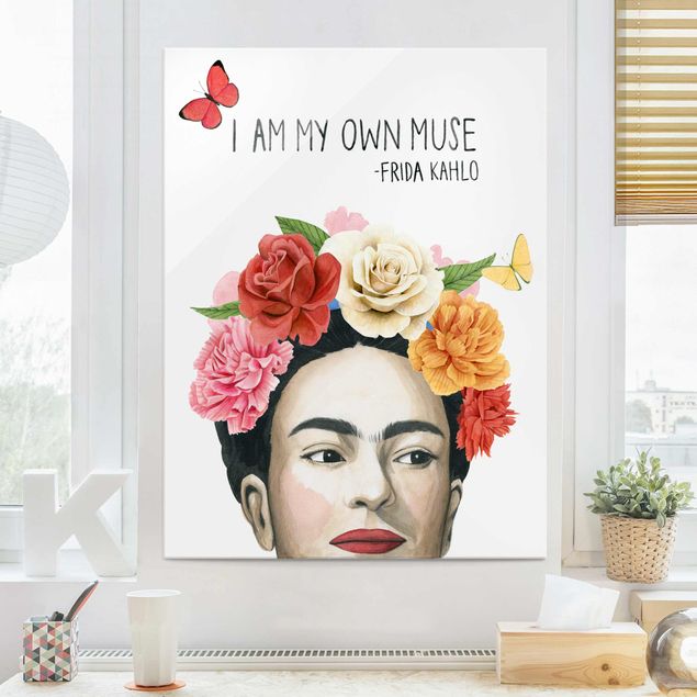 Tableaux en verre fleurs Pensées de Frida - Muse
