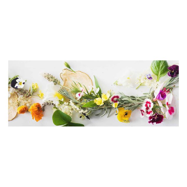 Tableaux multicolore Herbes fraîches et fleurs comestibles