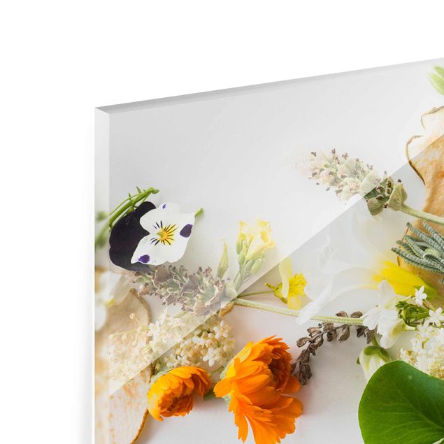 Tableaux en verre magnétique Herbes fraîches et fleurs comestibles