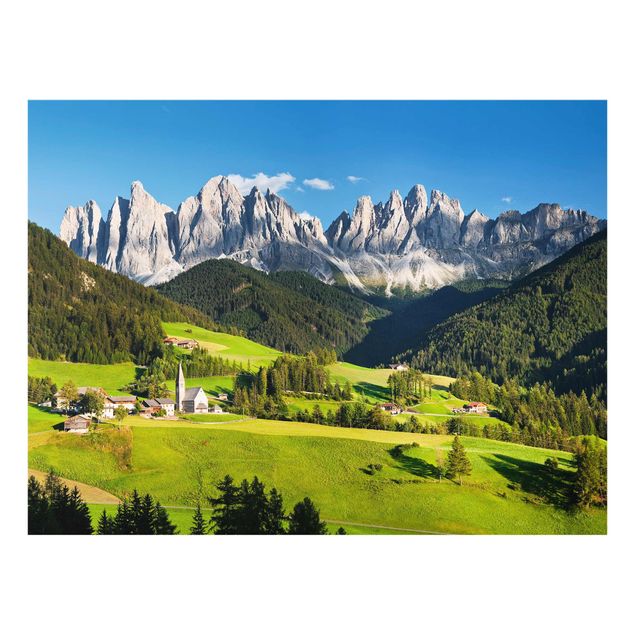 Tableau verre montagne Odle dans le Tyrol du Sud