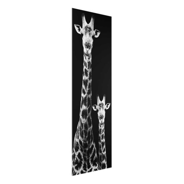 Tableaux moderne Duo de girafes noir et blanc