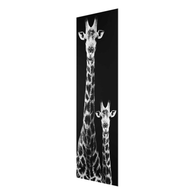 Tableaux noir et blanc Duo de girafes noir et blanc
