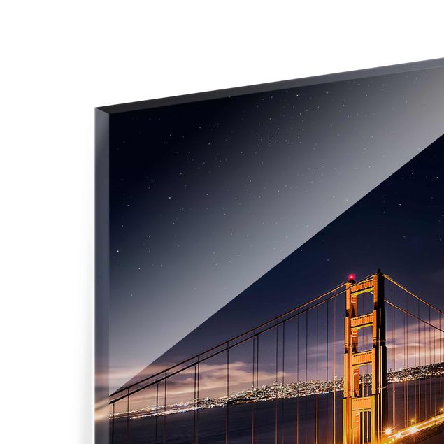Tableaux en verre magnétique Golden Gate aux étoiles