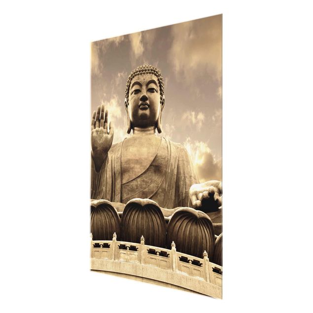 Tableaux en verre magnétique Grand Bouddha Sépia