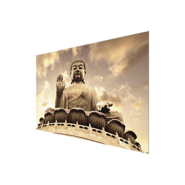 Tableaux en verre magnétique Grand Bouddha Sépia